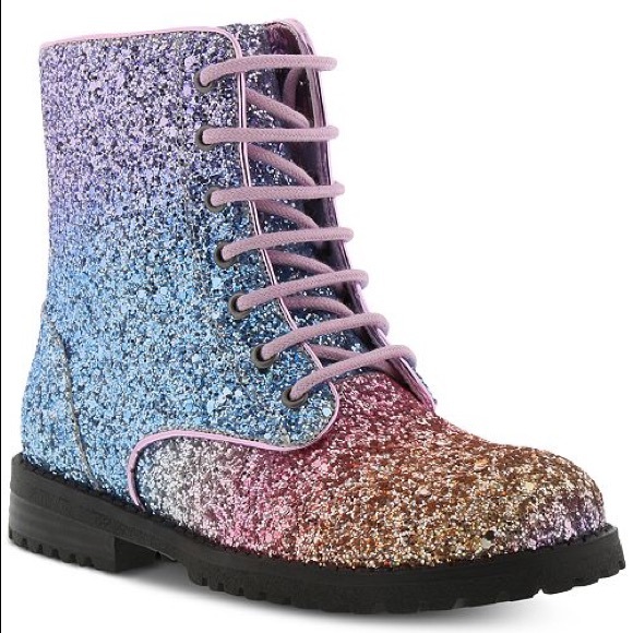 girls glitter lace up boots